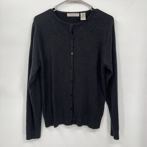 Carolyn Taylor By‎ Design Luxury Black Embroidered/Beaded Cardigan Women SZ M